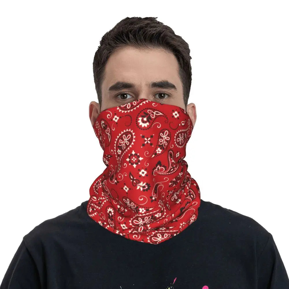 Custom Black Bandana Pattern Bandana Neck Gaiter for Hiking Cycling Women Men Wrap Scarf Paisley Style Headband Warmer