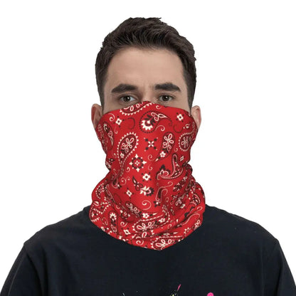 Custom Black Bandana Pattern Bandana Neck Gaiter for Hiking Cycling Women Men Wrap Scarf Paisley Style Headband Warmer