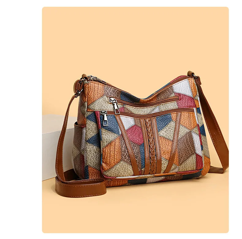Women's Elegant Vintage Crossbody Bag Trendy HandBag Fashion Multi-pockets Shoulder Bag All-match Retro Crossbody Bag for Daily
