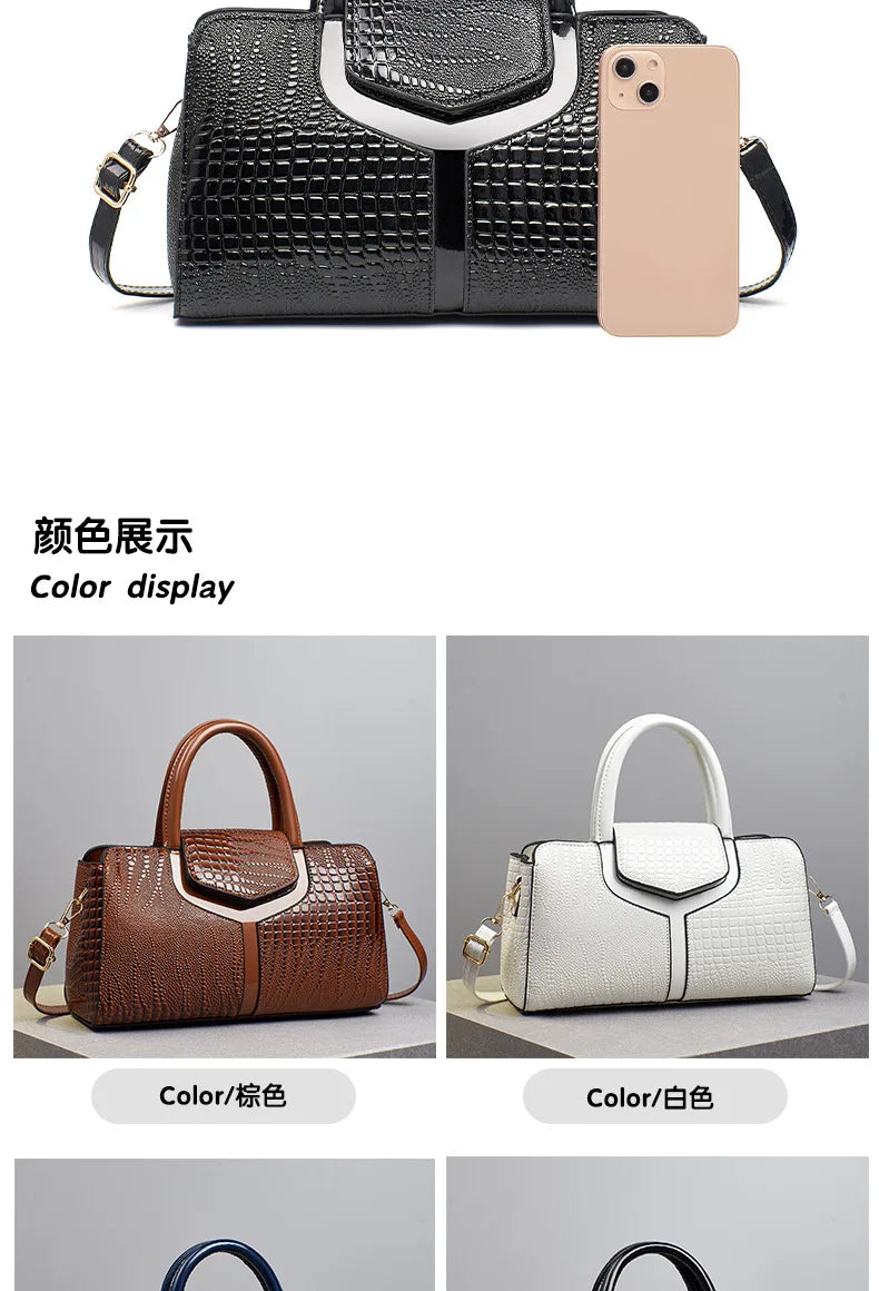 Fashion Crocodile Pattern Women's Handbag Large Capacity Classic Shoulder Bag Casual Crossbody Bag Urban Commuting Tote Bag