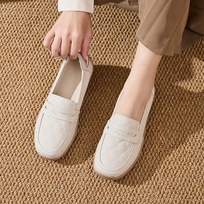 AIYUQI Women Genuine Leather Loafers Flat Slip‑on Comfort Mother Shoes Casual Ladies Moccasins Daily Walking Shoes Women