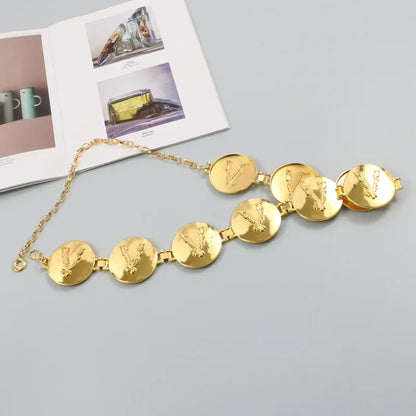 2025 New round gold color silver color alphabet belt luxury dress long waist chain  designer belt women's fashion accessories