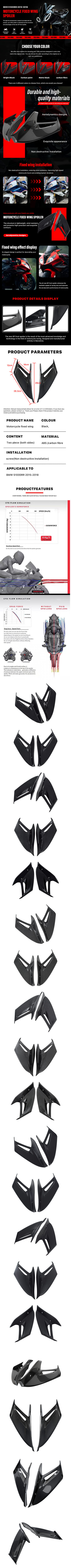 For BMW S1000RR S1000 RR Carbon fiber Motorcycle Accessories Fairing Side Spoiler MotoGP Same Fixed Wing Wind Blade 2015-2018