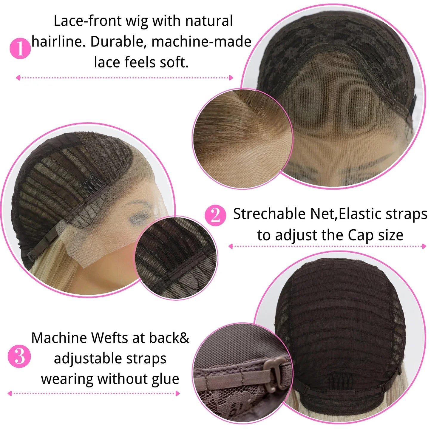 High Quality Pink 13X4 Synthetic Lace Front Wig for Woman 26 Inch Long Sliky Straight Wig Half Hand Tied Glueless Halloween Wig