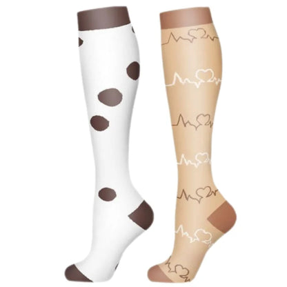 2Pairs New Cat Compression Socks Knee High 20-30 Mmhg Fit Medical Edema Diabetes Varicose Veins Running Compression Sports Socks