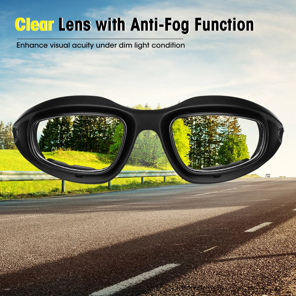 KEMiMOTO Motorcycle Glasses UV400 Polarized Sunglasses For Shooting Eye Protection Windproof Moto Goggles Antifog For Cycling