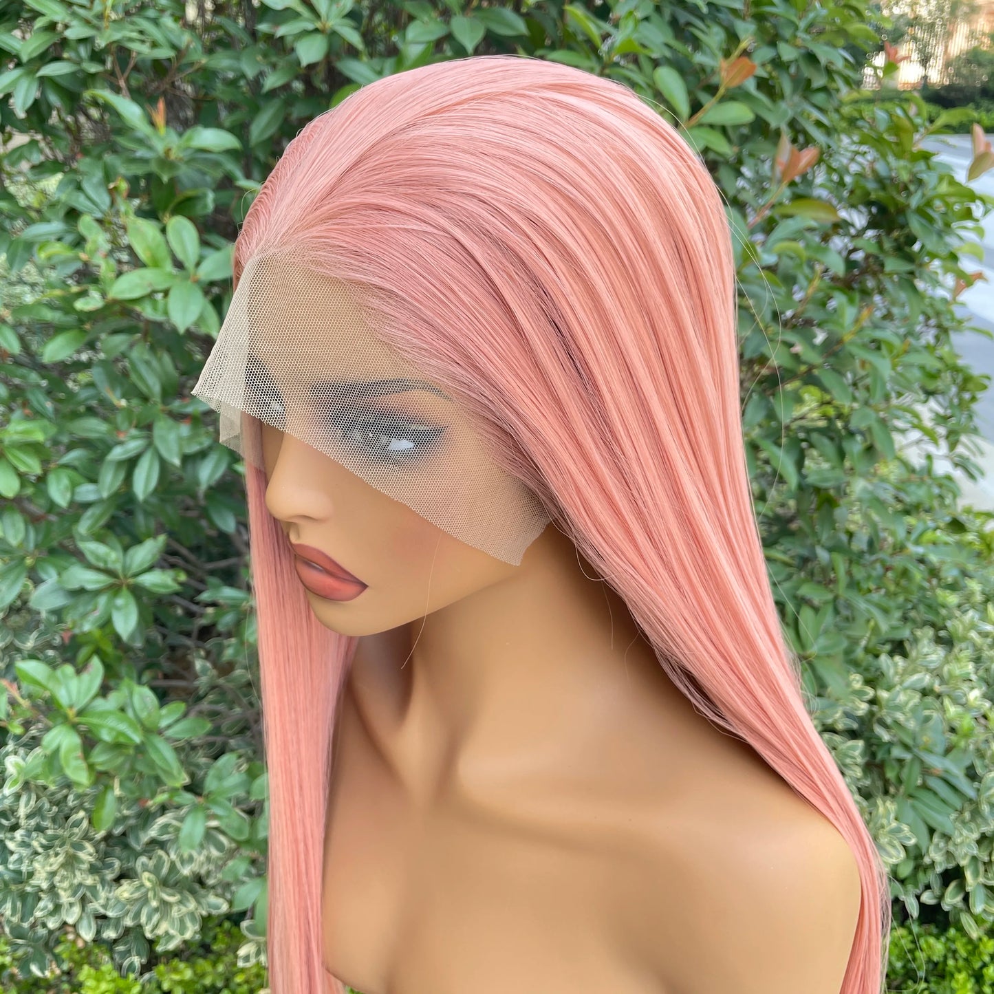 High Quality Pink 13X4 Synthetic Lace Front Wig for Woman 26 Inch Long Sliky Straight Wig Half Hand Tied Glueless Halloween Wig