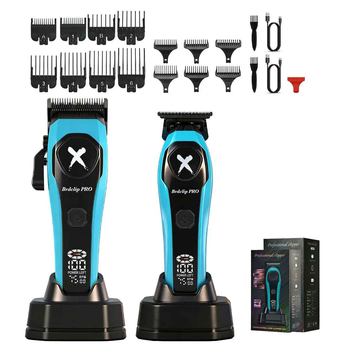 Professional BRDCLIP Barber Cordless Hair Clipper Kit DLC Ceramic Moving Blade Trimmer 75000RPM Grooming Tool Brushless Motor