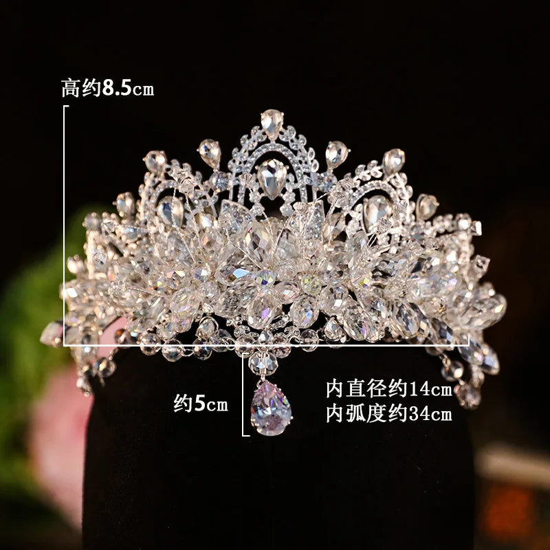 KMVEXO Baroque Luxury Crystal Bridal Tiaras Cubic Zircon Crown Rhinestone Pageant Diadem Headpieces Wedding Hair Accessories