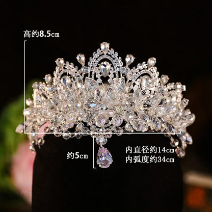 KMVEXO Baroque Luxury Crystal Bridal Tiaras Cubic Zircon Crown Rhinestone Pageant Diadem Headpieces Wedding Hair Accessories