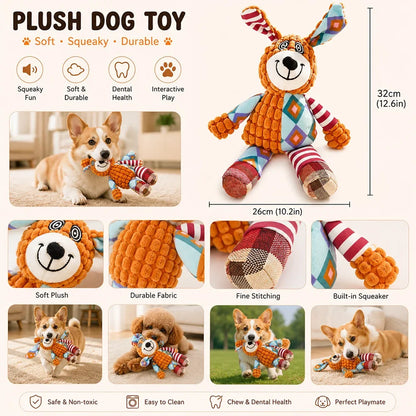 Pet Plush Toy with Squeaker Cat Dog Puzzle Toy Soft Durable Companion Teeth Cleaning Chew Toy Chew Resistant Design Pet Supplies