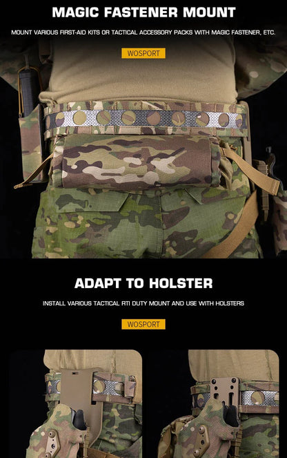 Tactical Ferro-style Bison Lightweight Belt with Quick Detach Metal D-Ring Buckle MOLLE Men's Waist Belt Hunting Pistol Airsoft
