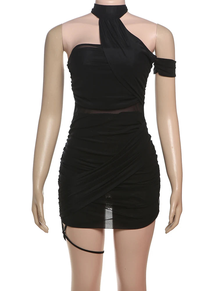Weird Puss See Through Sexy Women Dress Y2K Cross Bandage Backless Halter Sleeveless Summer Trend Midnight Clubwear Mini Bodycon