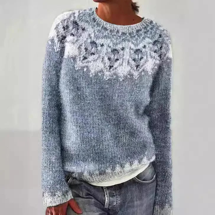 2025 Spring Knitted Women Sweater Print O-neck Long Sleeve Casual Loose Sweaters Female Winter Elegant Trendy Ladies Clothes