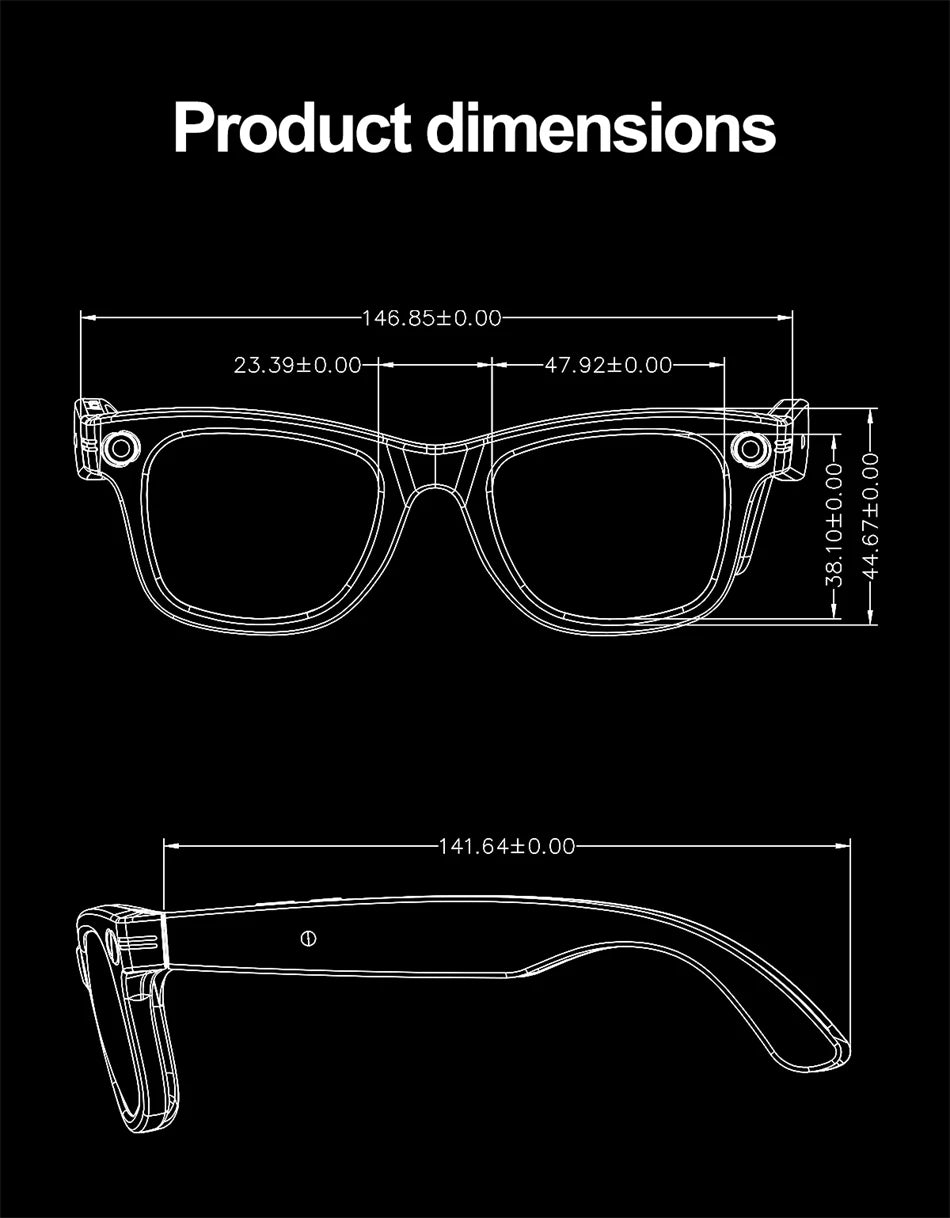 LIGE AI Camera Glasses Wireless Smart Sunglasses with Camera Bluetooth Call Music Glasses Video Sound Recording Antiblue Glasees