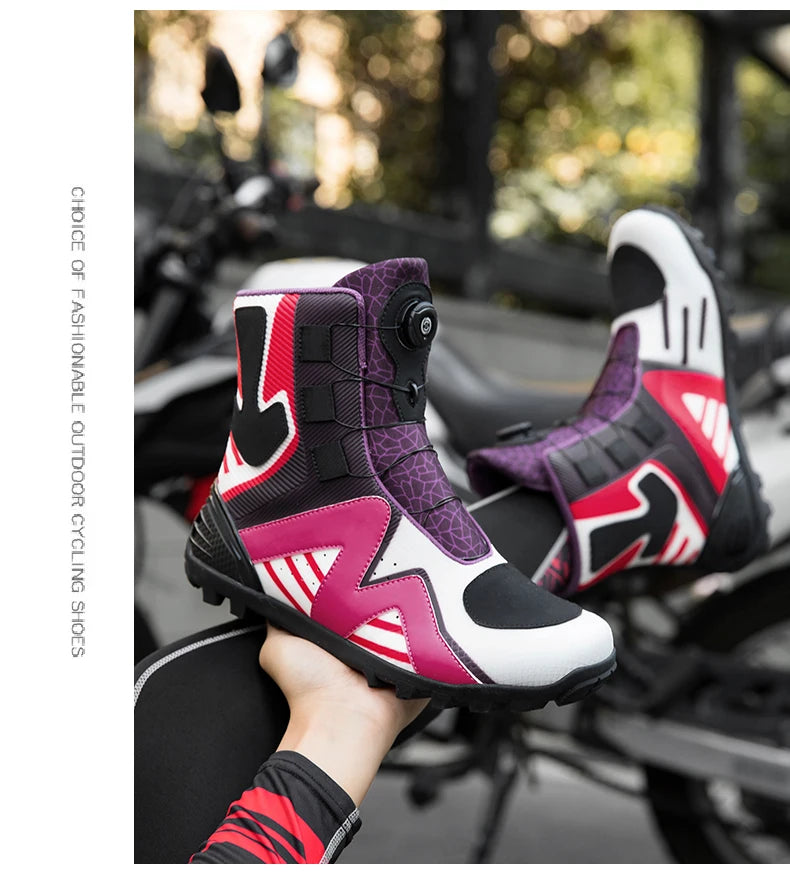 Motorcycle protective riding boots men four season fashion high top anti slip wear-resistant comfortable off-road cycling boots