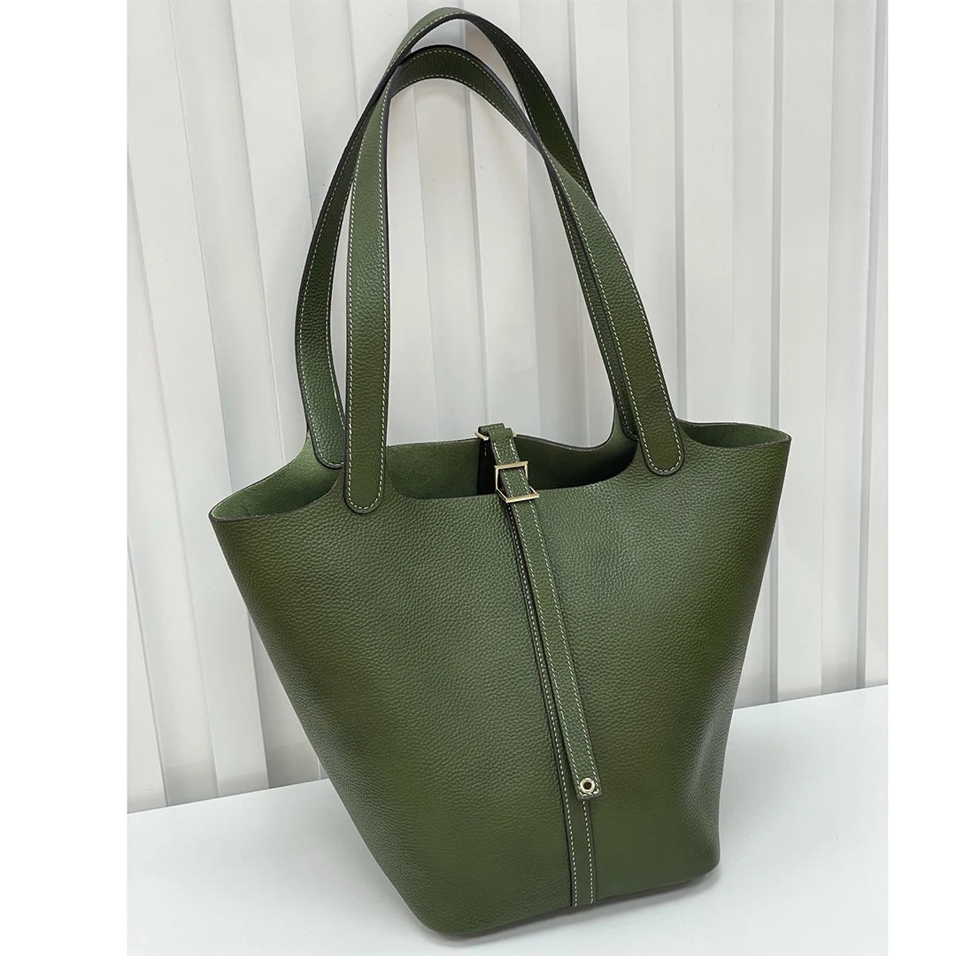 Mendy Large Women's Bag Vintage Leather Bucket Bag 26CM Tote Hobo Bag for Women Soft Leather Underarm Shoulder Purse Handbag New