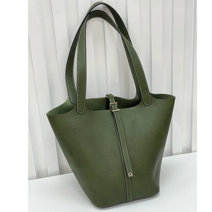 Mendy Large Women's Bag Vintage Leather Bucket Bag 26CM Tote Hobo Bag for Women Soft Leather Underarm Shoulder Purse Handbag New