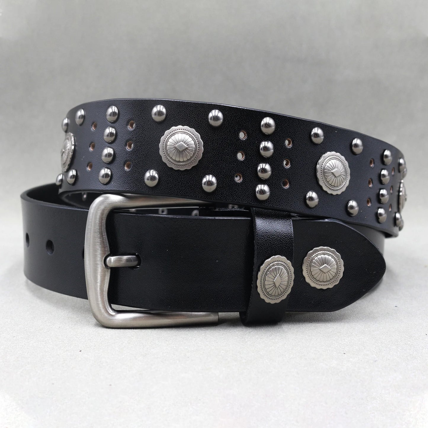 Heavy Metal Punk Belt Genuine Leather Hip Hop Belts For Men Cross Rivet Jeans belt male Strap Ceinture Homme designer belt