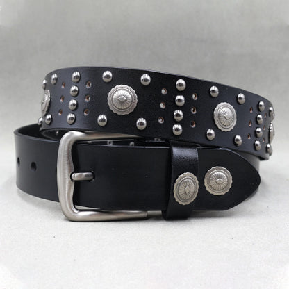 Heavy Metal Punk Belt Genuine Leather Hip Hop Belts For Men Cross Rivet Jeans belt male Strap Ceinture Homme designer belt