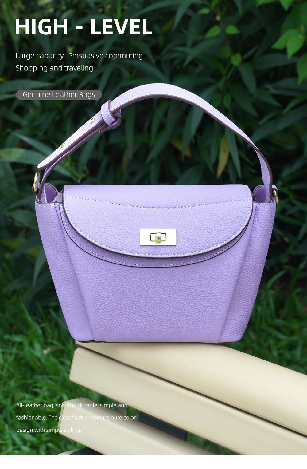 Zency Luxury Genuine Leather Tote Bag For Women Elegant High End Bag Shoulder Crossbody Handbag Top Handle Bags Noble Purple Bag
