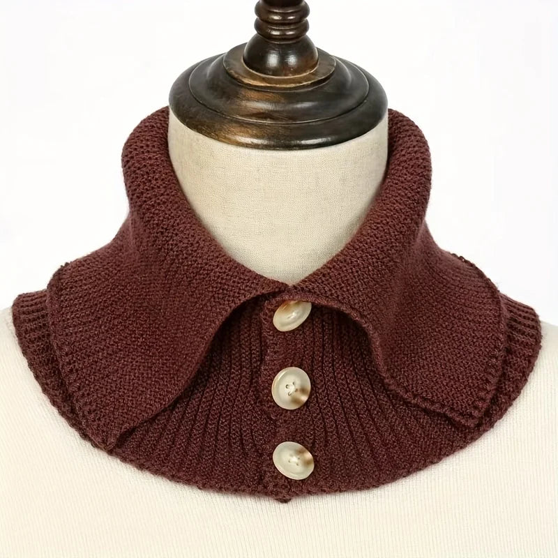 Winter Collar Scarf Windproof Warm Women Elegant Turtleneck Button Neck Cover Thermal Knitted Cold-proof Neck Guard Wrap