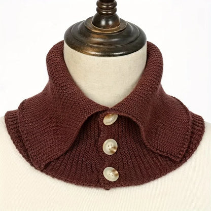 Winter Collar Scarf Windproof Warm Women Elegant Turtleneck Button Neck Cover Thermal Knitted Cold-proof Neck Guard Wrap