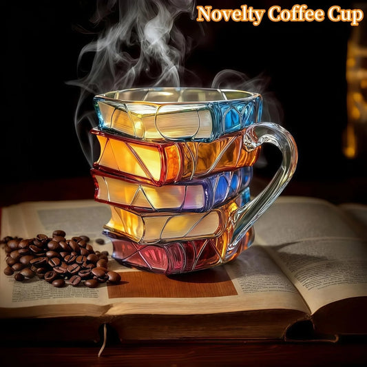 Painted Book Mug Resin 3D Painted Book Fashion Unique Coffee Cup Handmade Large Capacity Unique Drinkware Cup Desktop Ornament