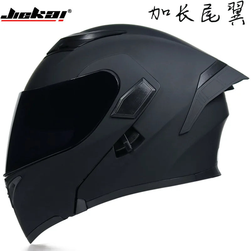 JIEKAI Motorcycle Flip Up Helmet Personality Horn Tail Motorbike Motocross Shark Moto Helmet Technology Design Full Face Casco