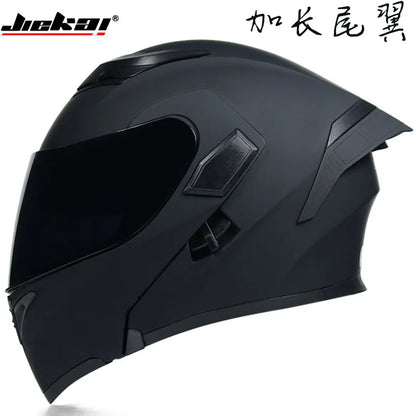 JIEKAI Motorcycle Flip Up Helmet Personality Horn Tail Motorbike Motocross Shark Moto Helmet Technology Design Full Face Casco