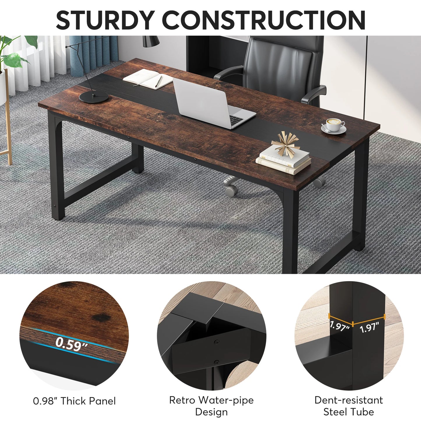 Tribesigns Large Office Desk Computer Table Study Writing Desk Workstation for Home Office Modern Computer Desk