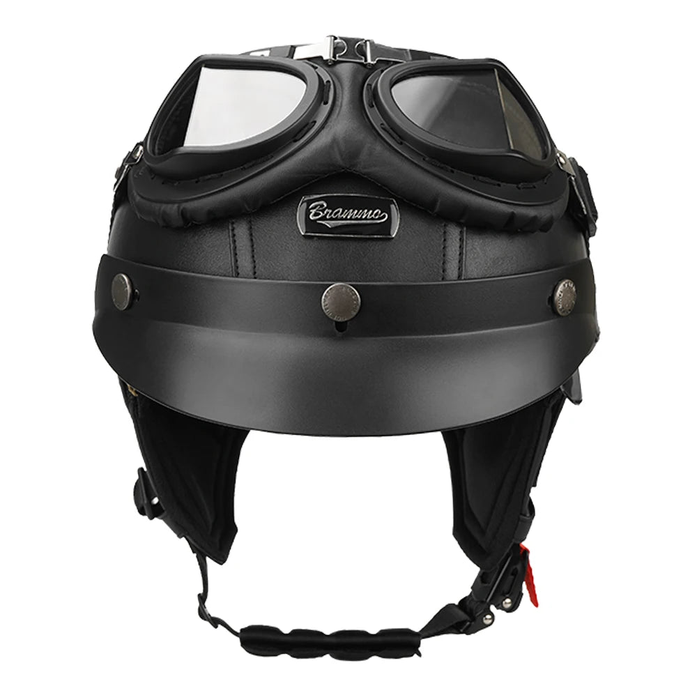 Motorcycle Half Helmet Leather Vintage Helmet Four Seasons General Safety Helmet Anti Fall And Sun Cap Moto Open Face Helmet