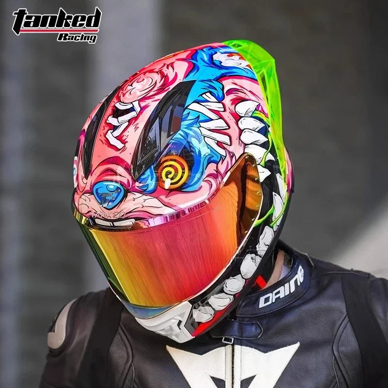 TANKED Motorcycle Helmet DOT ECE2206 Helmets Street Racing Capacete Pink Visor Double D Buckle Women Casco Moto S M  LCascos
