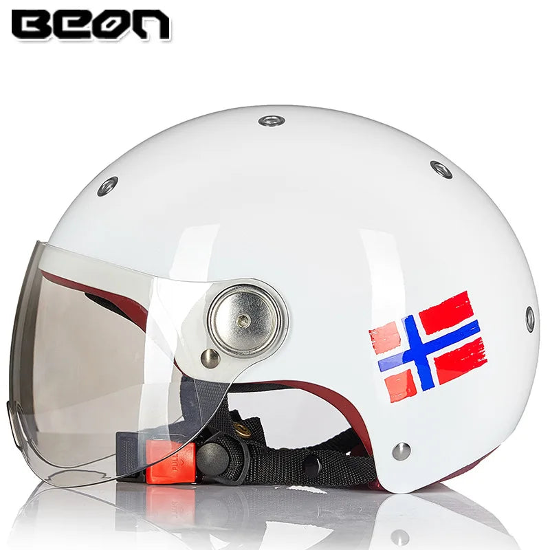 BEON Motorcycle Helmet for Adult and Child All Seasons Electric Vehicle Half Helmet Summer Sun Protection Helmet Motorcycle