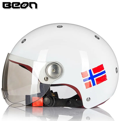 BEON Motorcycle Helmet for Adult and Child All Seasons Electric Vehicle Half Helmet Summer Sun Protection Helmet Motorcycle