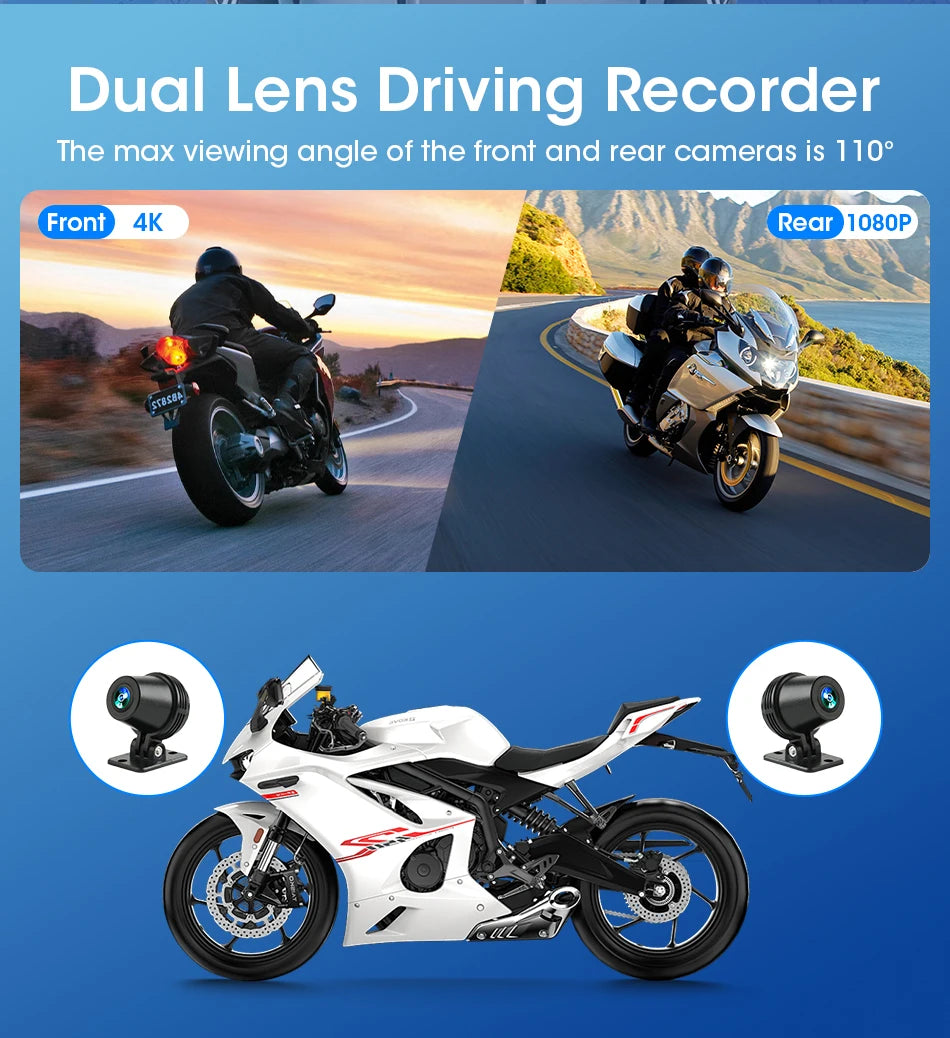 7/8.1'' 4K&1080P Motorcycle DVR GPS Navigation Wireless CarPlay Android Auto Screen Digital Motorbike Dashboard Moto Accessories