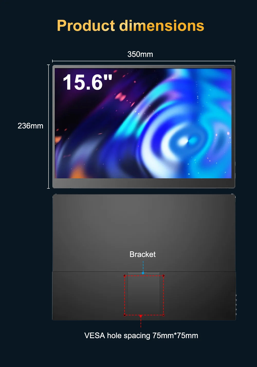 HOWENS 15.6 Inch 4K Monitor IPS Display HDR 100% NTSC For Laptop Switch PS5 Xbox Phone Gaming External Screen Second Monitor NEW