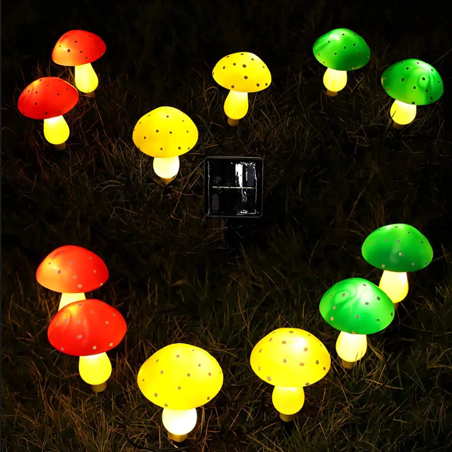 Solar mushroom string lights for garden and courtyard waterproof mushroom-shaped string lights for Amazon cross-border hot new p
