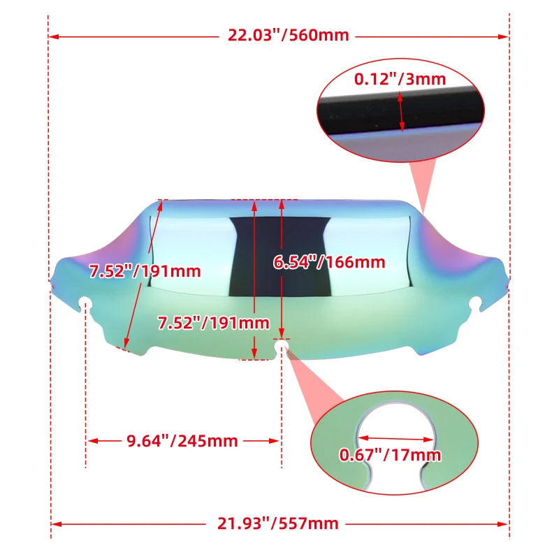 6.8'' Motorcycle Parts Windscreen Cover For Harley Touring Street Electra Glide Ultra Limited FLHX 2014-2023 Windshield Fairing
