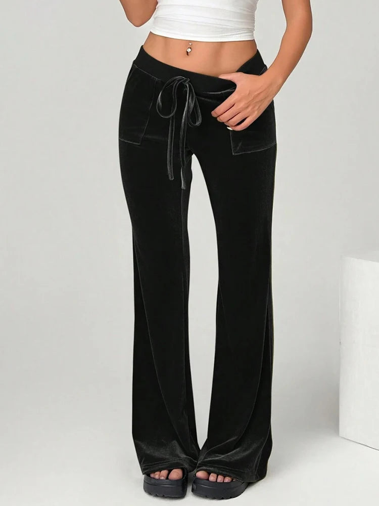 2025 autumn and winter women's micro flared pants slim fit and slimming casual flared pants velvet pants