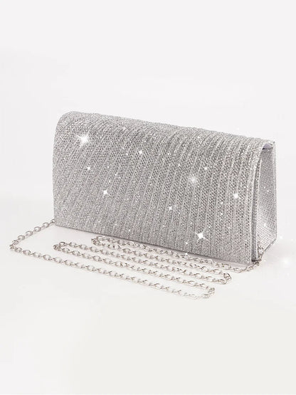 Women's Evening Shoulder Bag Bridal Clutch Party Prom Wedding Envelope Handbag Glitter Shiny Purses Sling Dating Dressy Bag