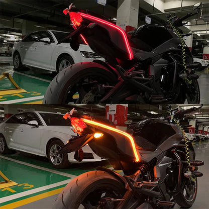 1 Pair Motorcycle Flowing Turn Signal Light Strip,Rear Tail Light Startup Scan, Flowing Signal Light,Modified Atmosphere Light