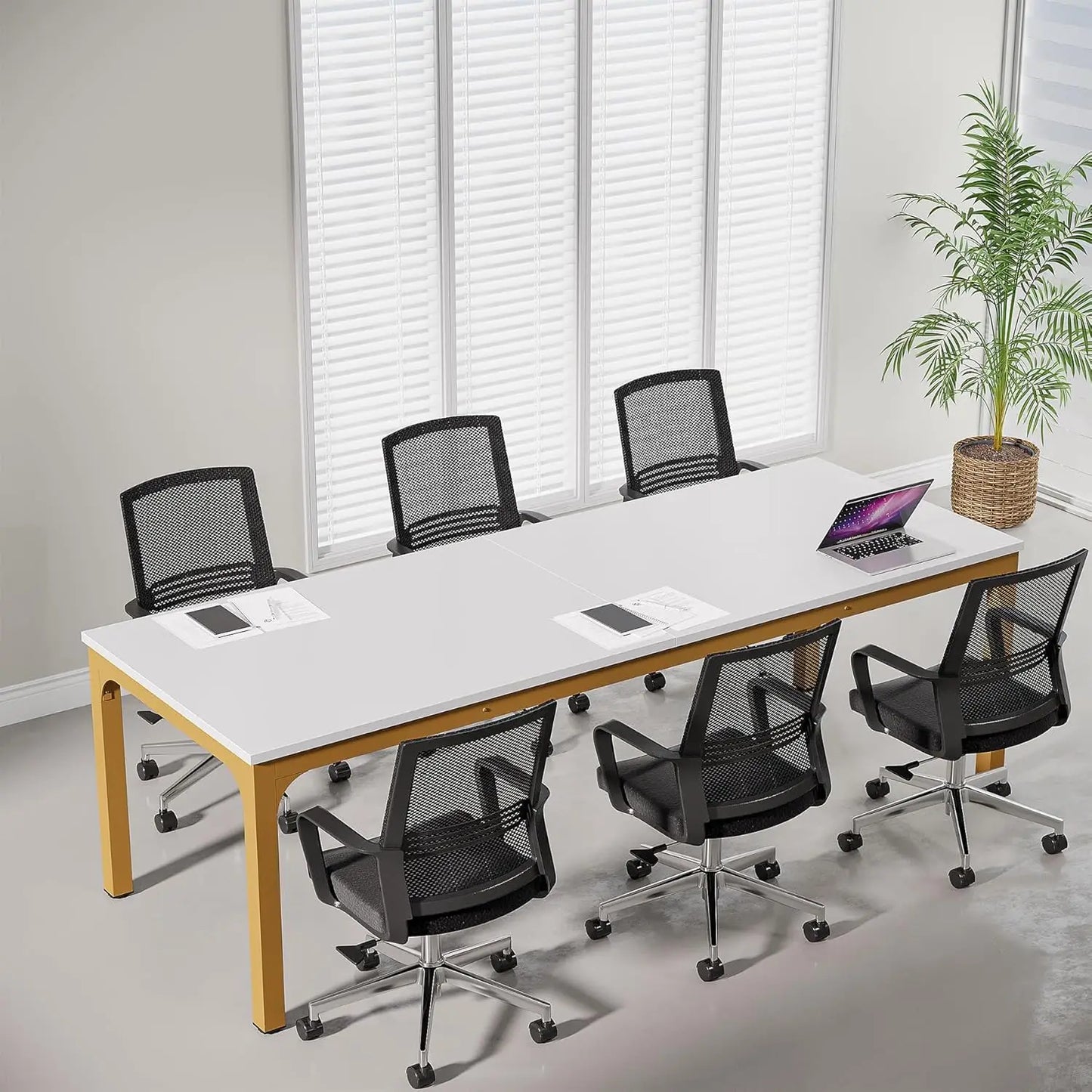 6.5 FT Conference Room Table, 78.74" W x 27.56" D Large Office Conference Table, Modern Seminar Meeting Table Desk, Customized