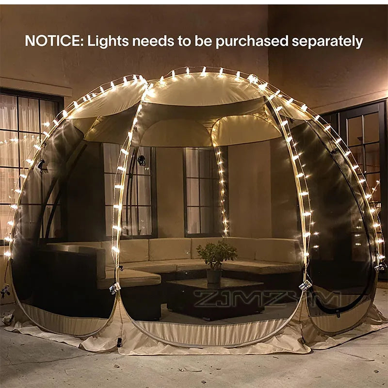 Pop Up Panoramic Mesh Tent Large Full View Mesh Tent for Backyard Patio Camping Picnic Beach Bug Proof High Ventilation