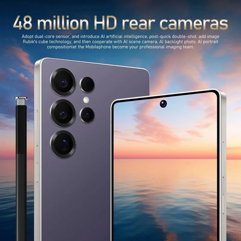 FUFFI Global Vision X26 Pro Max Smartphone Android 12 8GB RAM 512GB ROM 6.8 Inch Phone 1920x1080HD 48MP 5G Network Mobile Phones