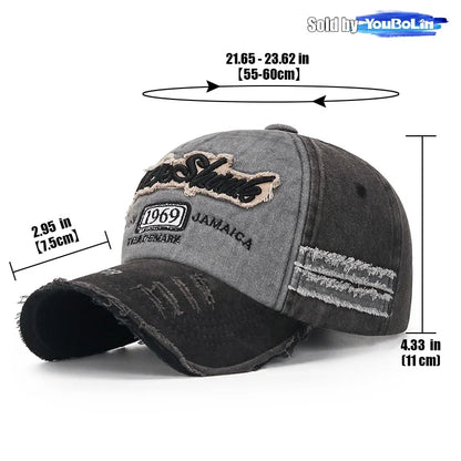 Scratched Brushed Patch Letter Embroidery Distressed Adjustable Cotton Hard Top Baseball Cap Sun Hat Trucker Caps Dad Hats
