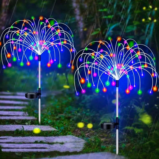 Solar LED Firework Fairy Lights, Waterproof, Garden Decoration, Lawn, Pathway, Solar Lamp, Outdoor Light
