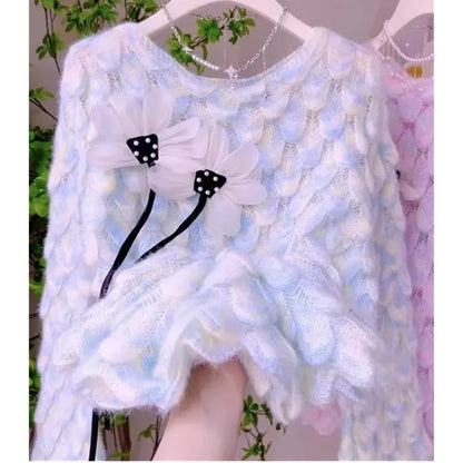Sweater Mujer Jumper Women Sueter Purple Round Neck Knitted Sweaters Female Pull Femme Y2k Top Oversized Pullovers Spring 2661