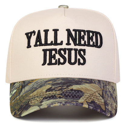 Unisex Y'ALL NEED JESUS Embroidery Baseball Caps Spring Autumn Outdoor Adjustable Casual Hats Sunscreen Hat Sports Cap