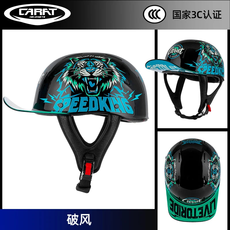 New retro summer motorcycle helmet motorcycle cruising half face helmet anti-collision men lightweight and breathable.